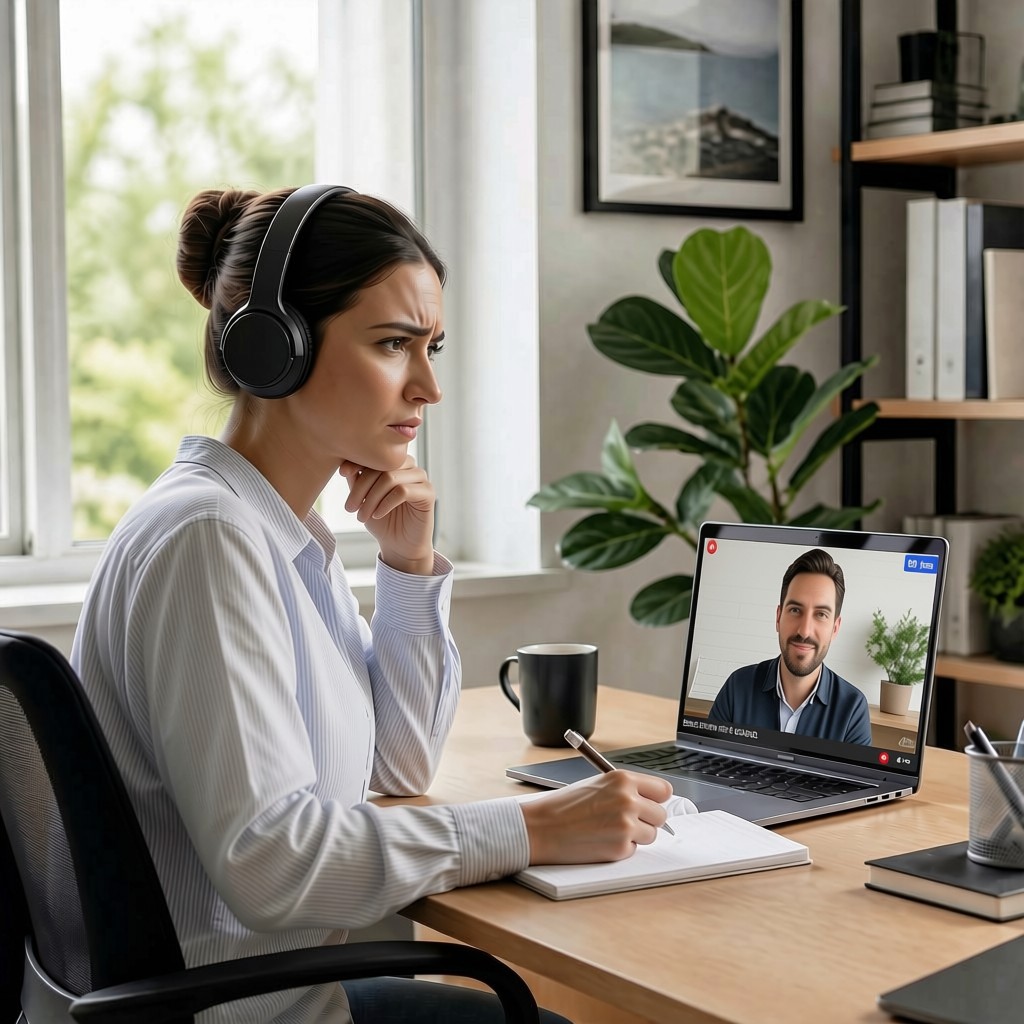 Remote worker on a video call
