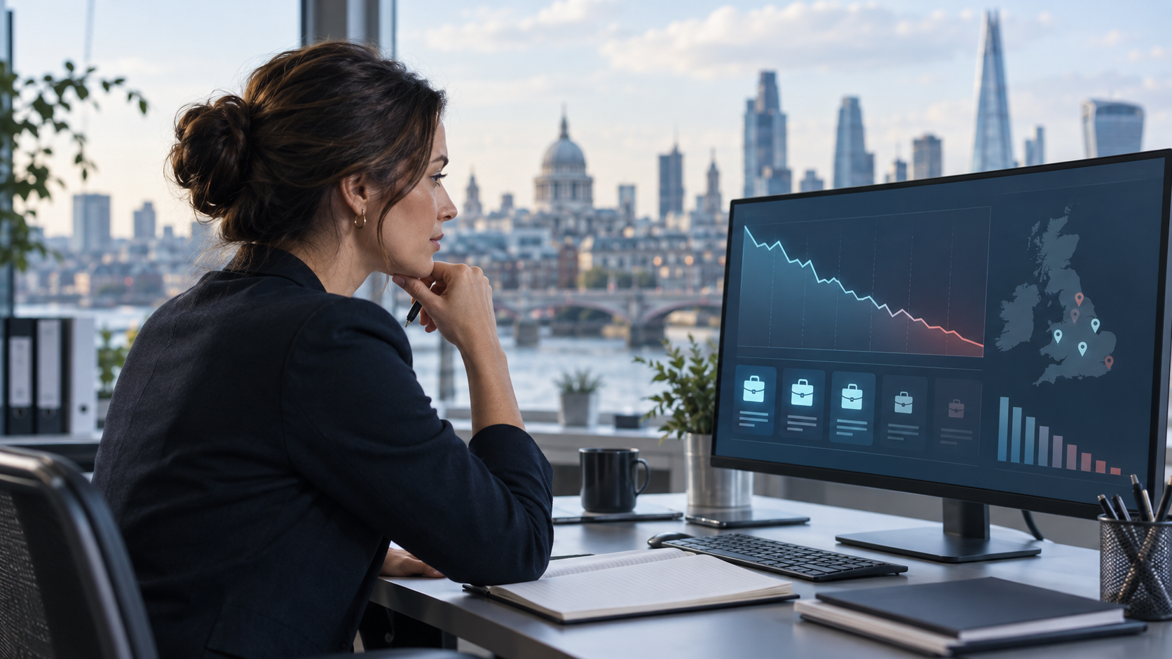 UK recruiter reviewing falling vacancy and employment data