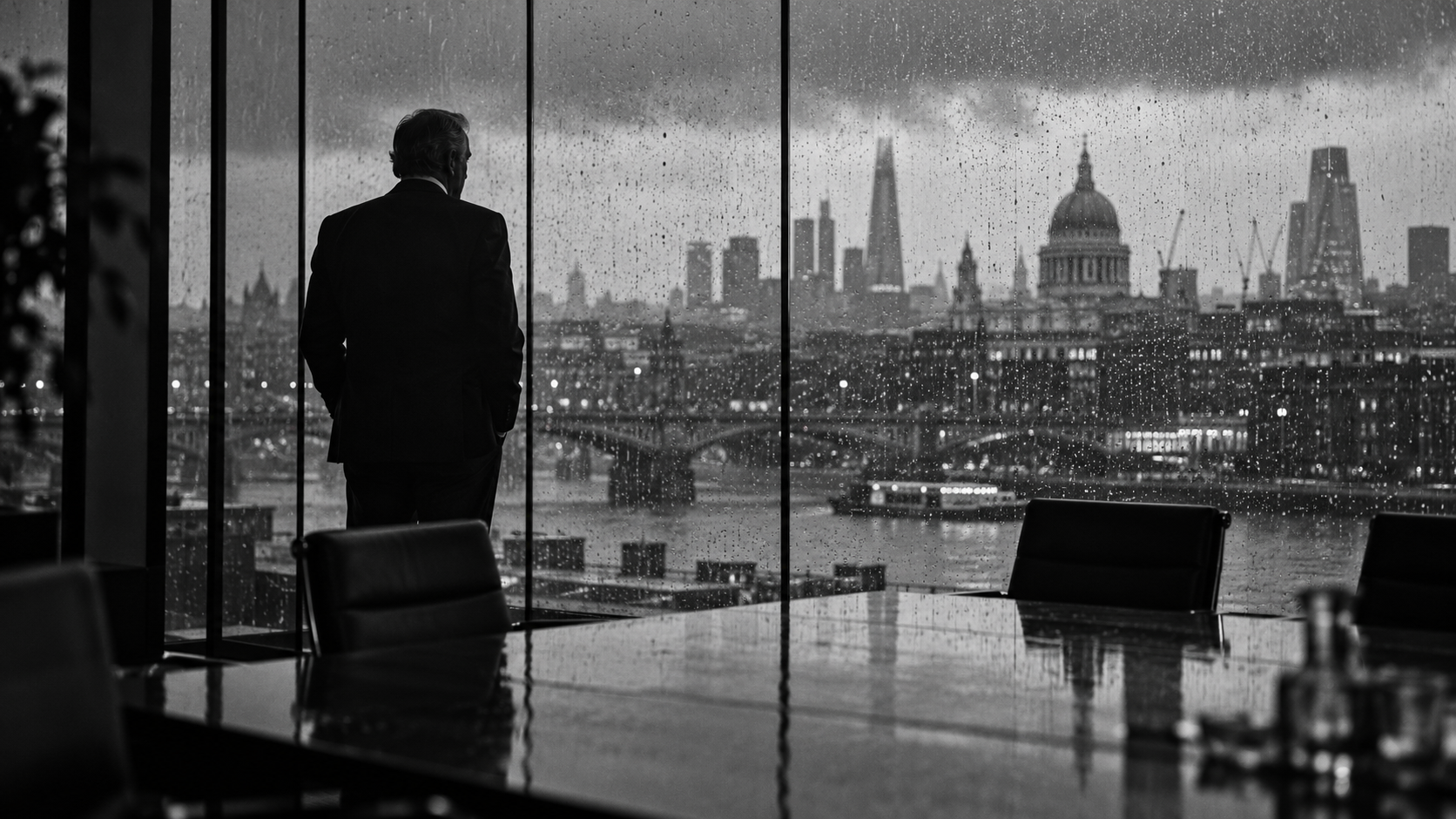 Executive looking over the London skyline