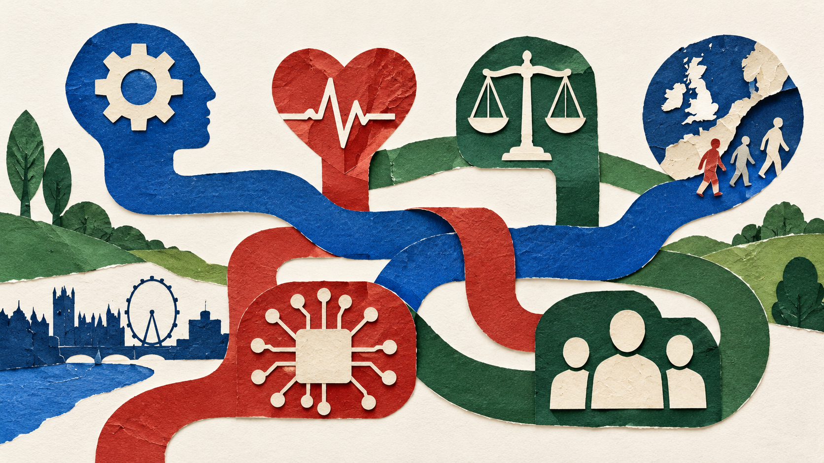 Collage illustrating a connected UK workforce strategy