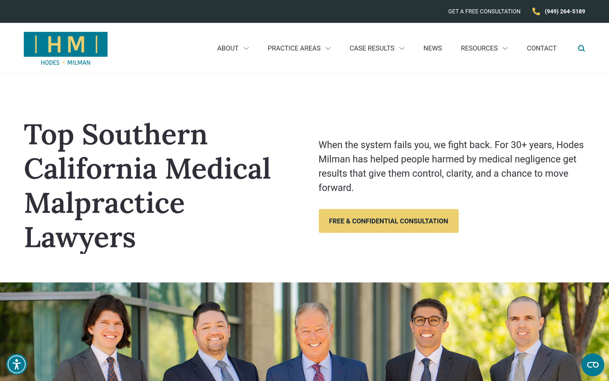 Hodes Milman - Best for Medical Malpractice and Personal Injury Litigation — website screenshot