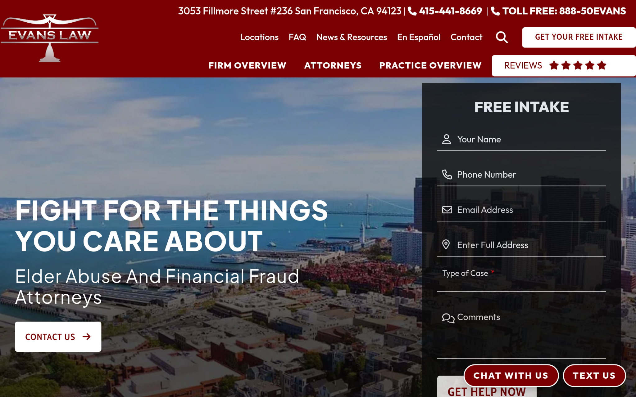 Evans Law - Best for Elder Abuse Litigation and Financial Fraud Cases — website screenshot
