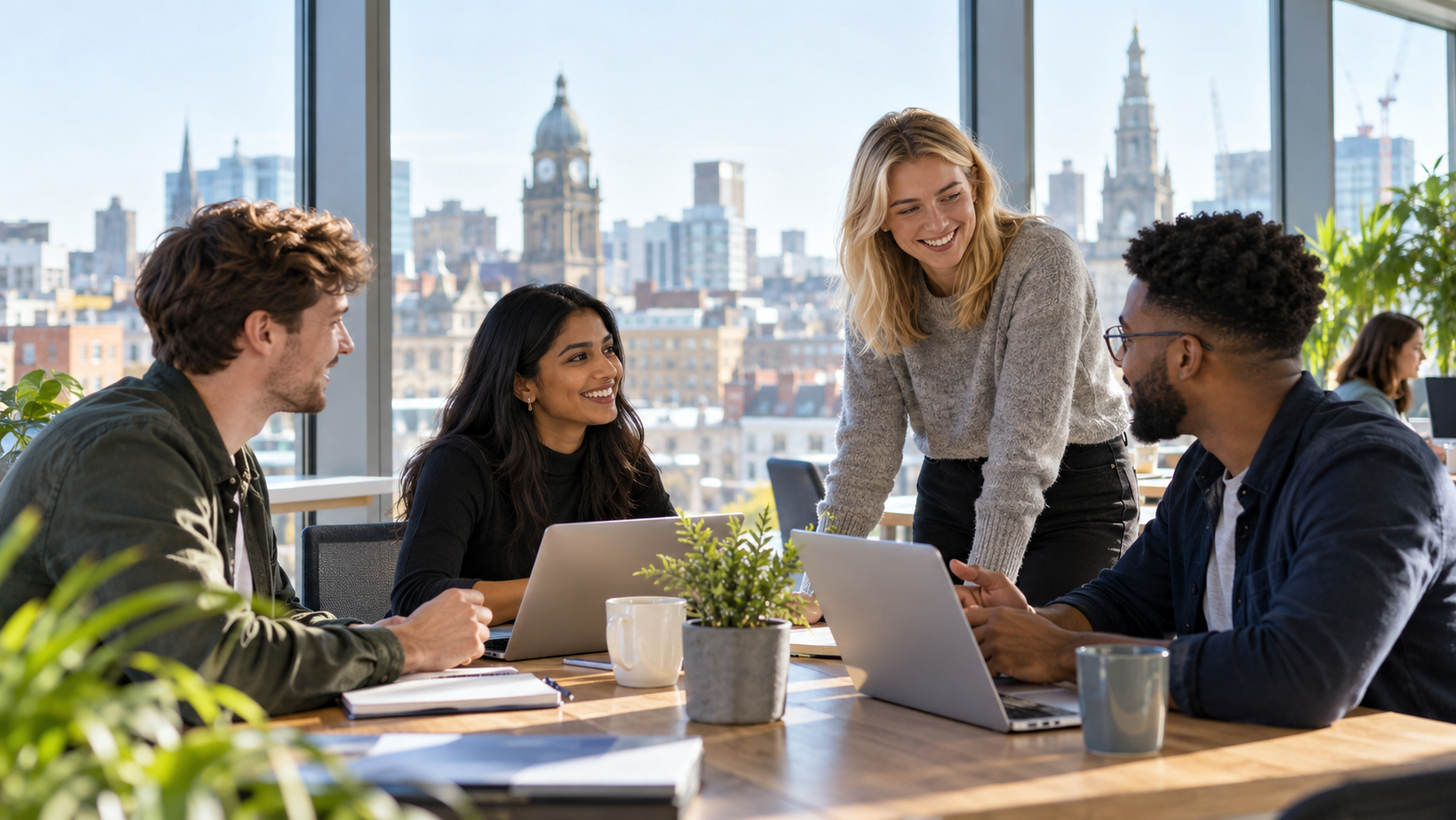 Regional talent and careers Young professionals collaborating in a Leeds office