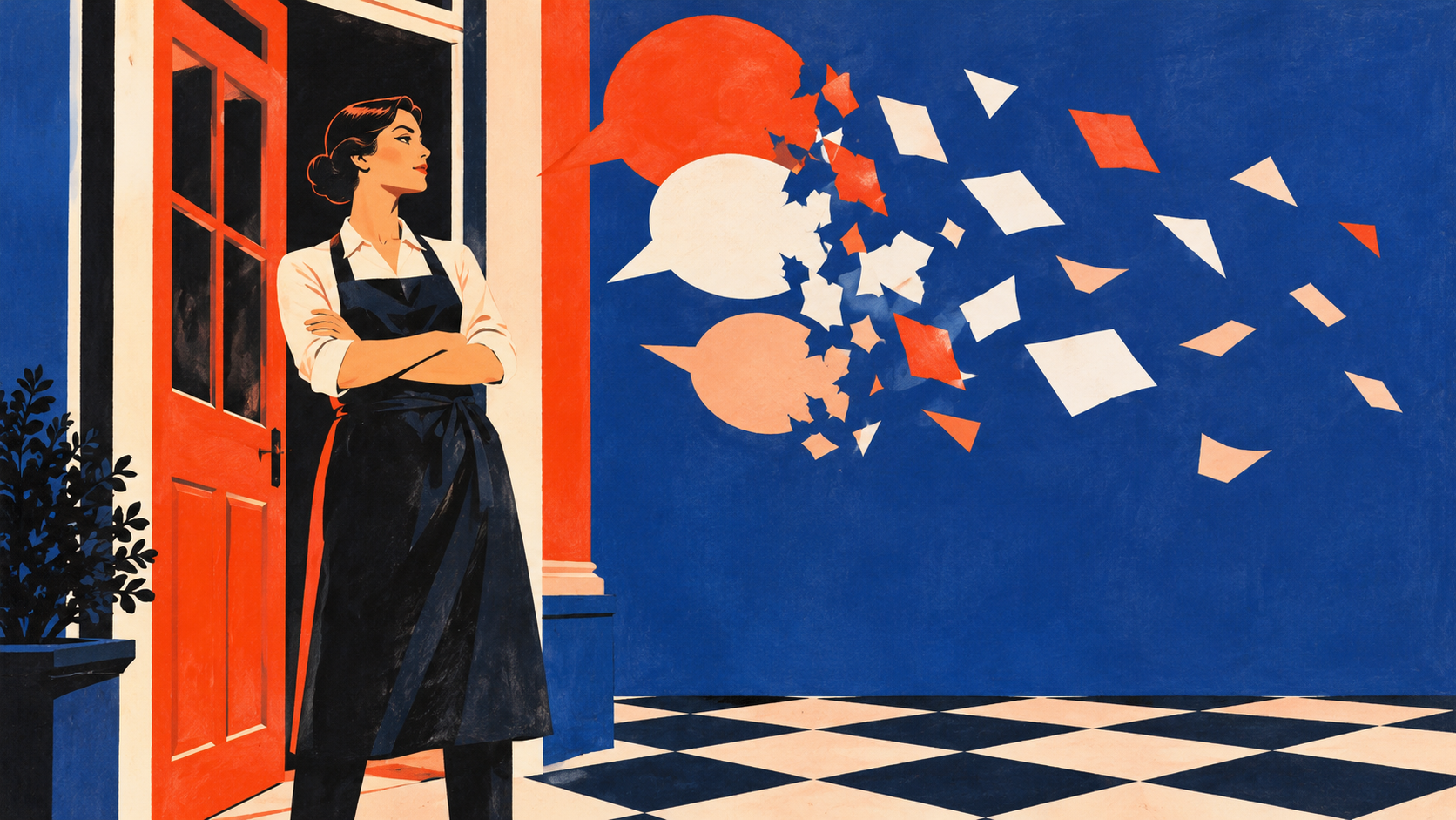 Third-party harassment protections Screenprint illustration of a worker protected from third-party harassment