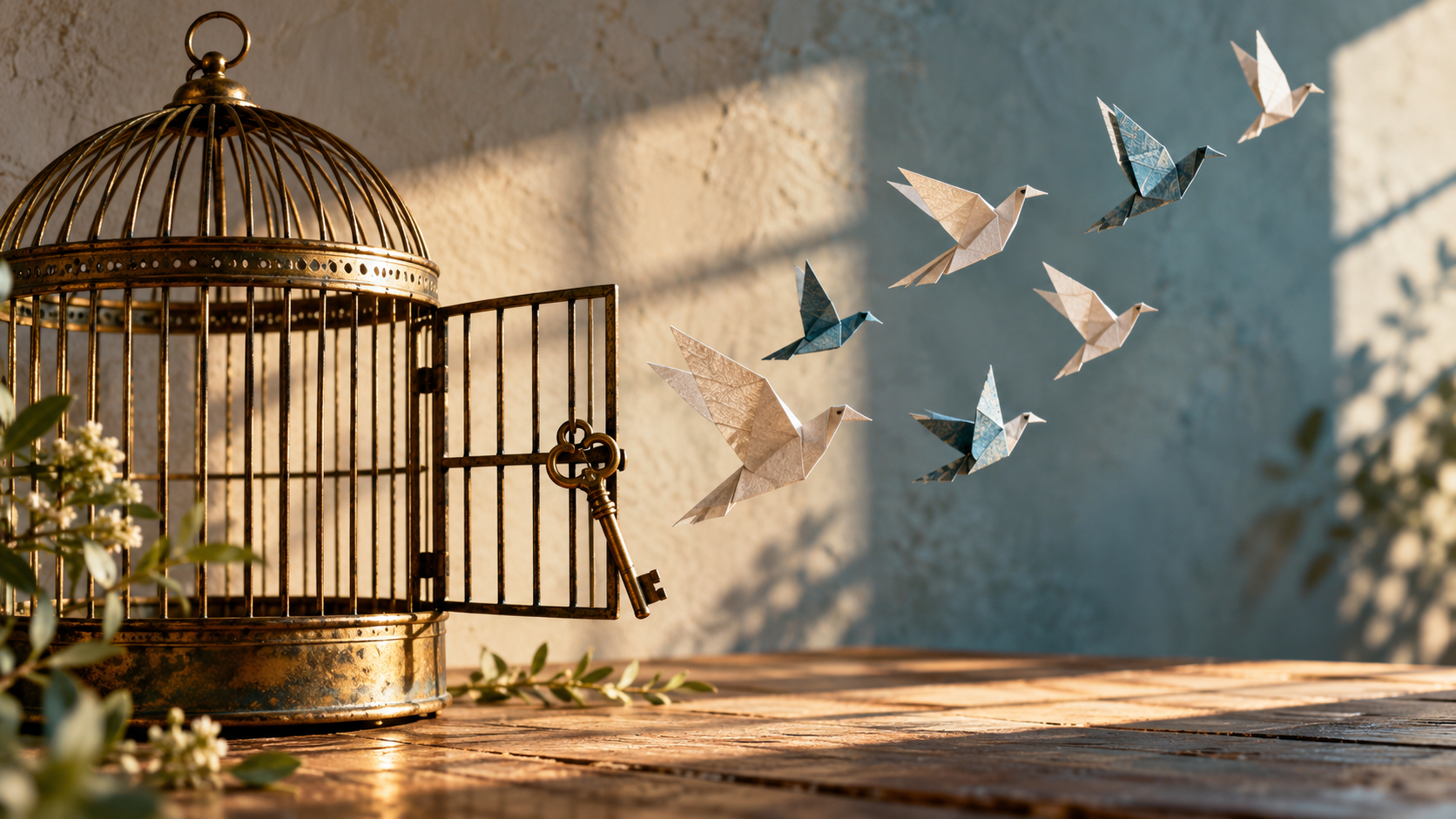 Non-compete reform and mobility Open birdcage with a key, representing career mobility