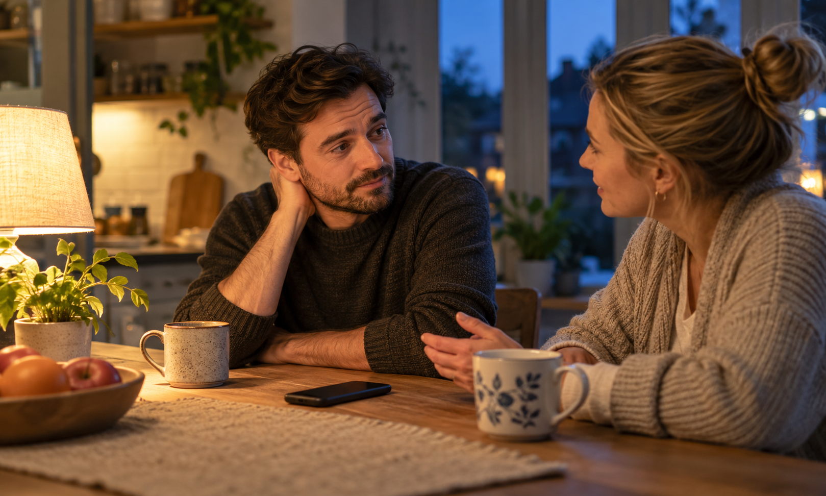 Editorial image of supportive conversation after a suspected scam