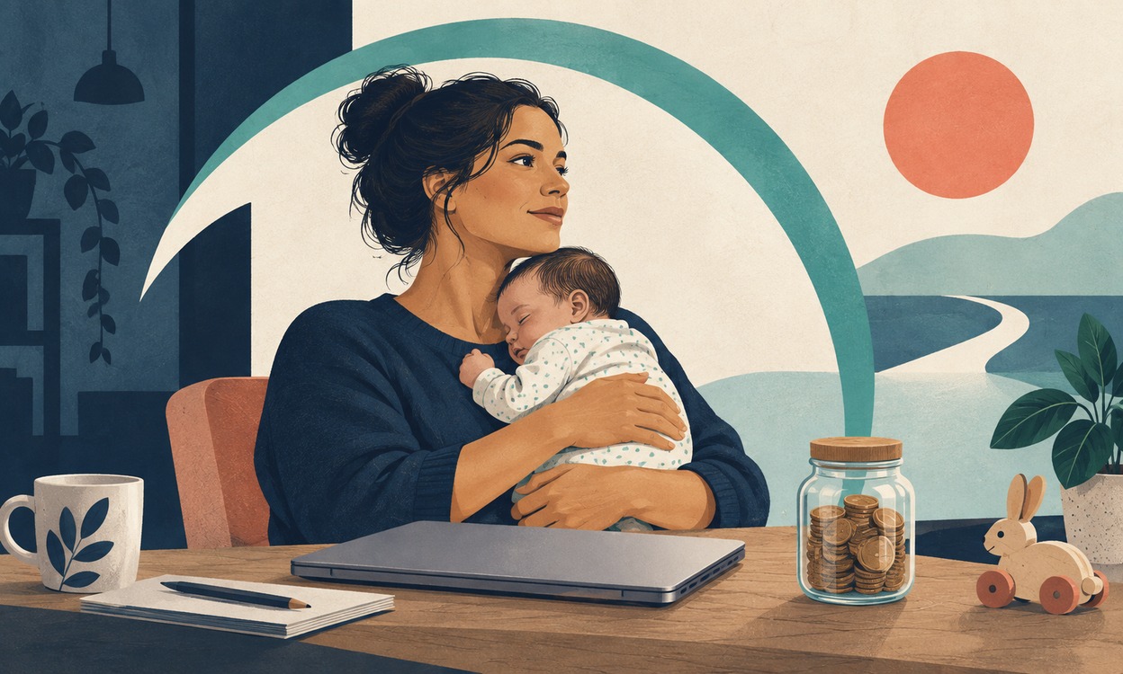 Editorial illustration: Penfold calls for pension support for self-employed parents