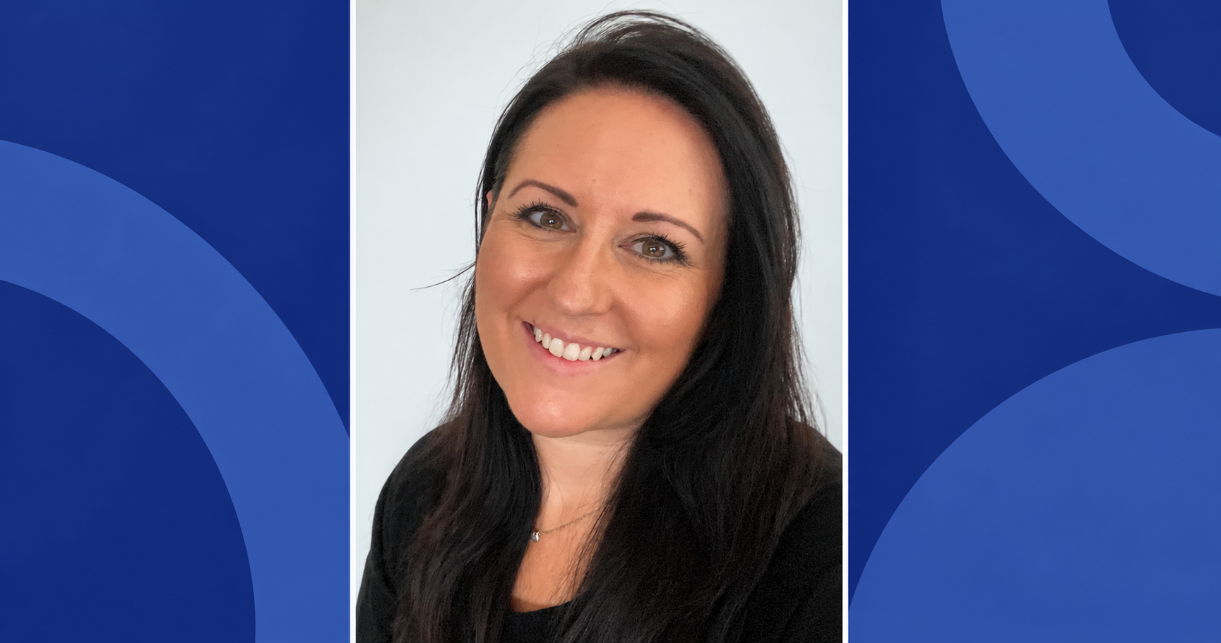 Sally Charlton, Senior HR Business Partner at Gi Group, pictured within a blue geometric editorial frame.