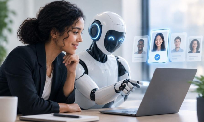 Supplied illustration showing a recruiter working alongside AI