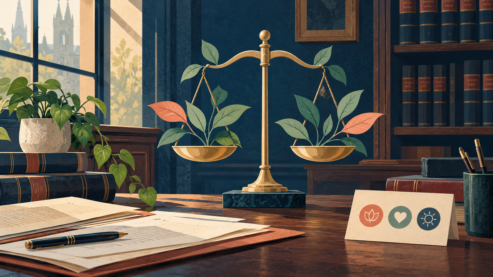 Illustration of legal workplace wellbeing and employee benefits